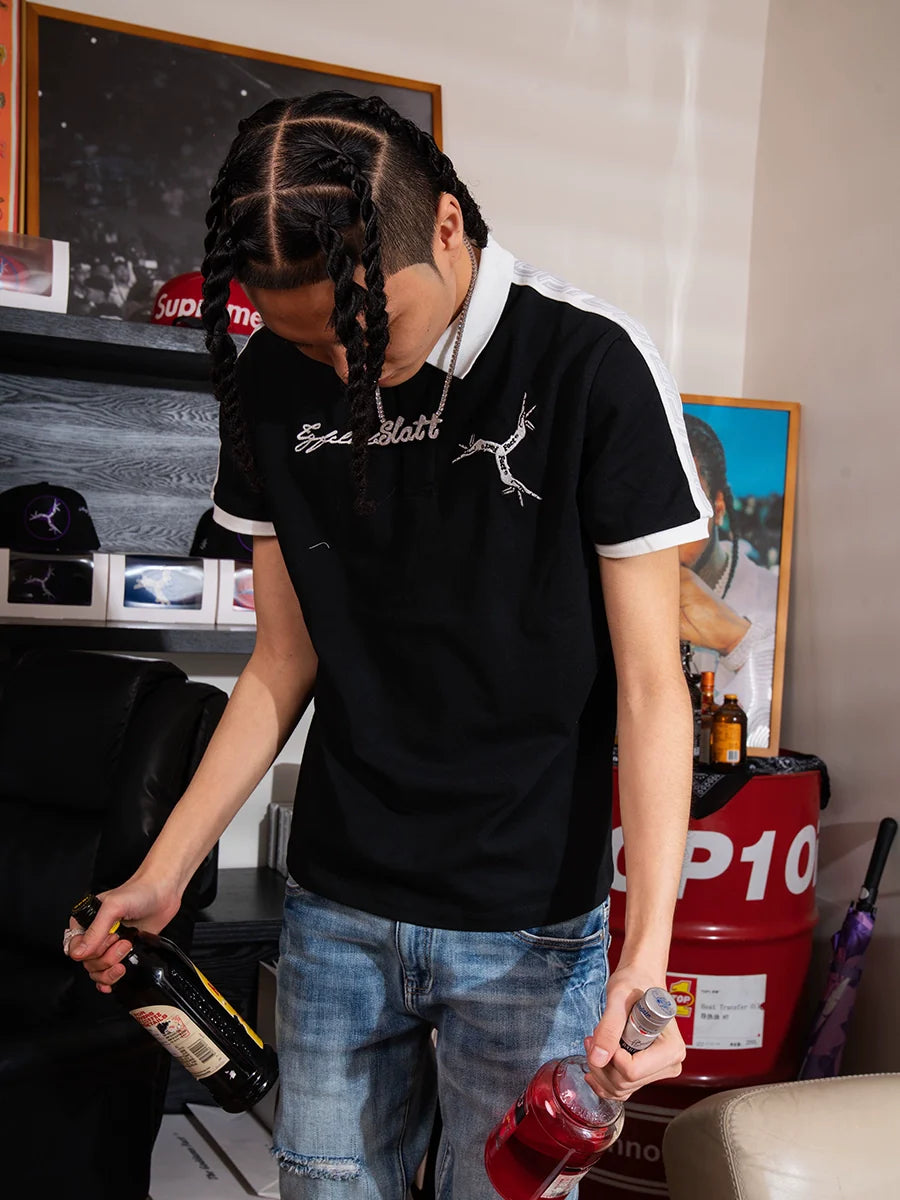 TGFCLUB Colorblock Embroidered Logo Slim Fit Polo