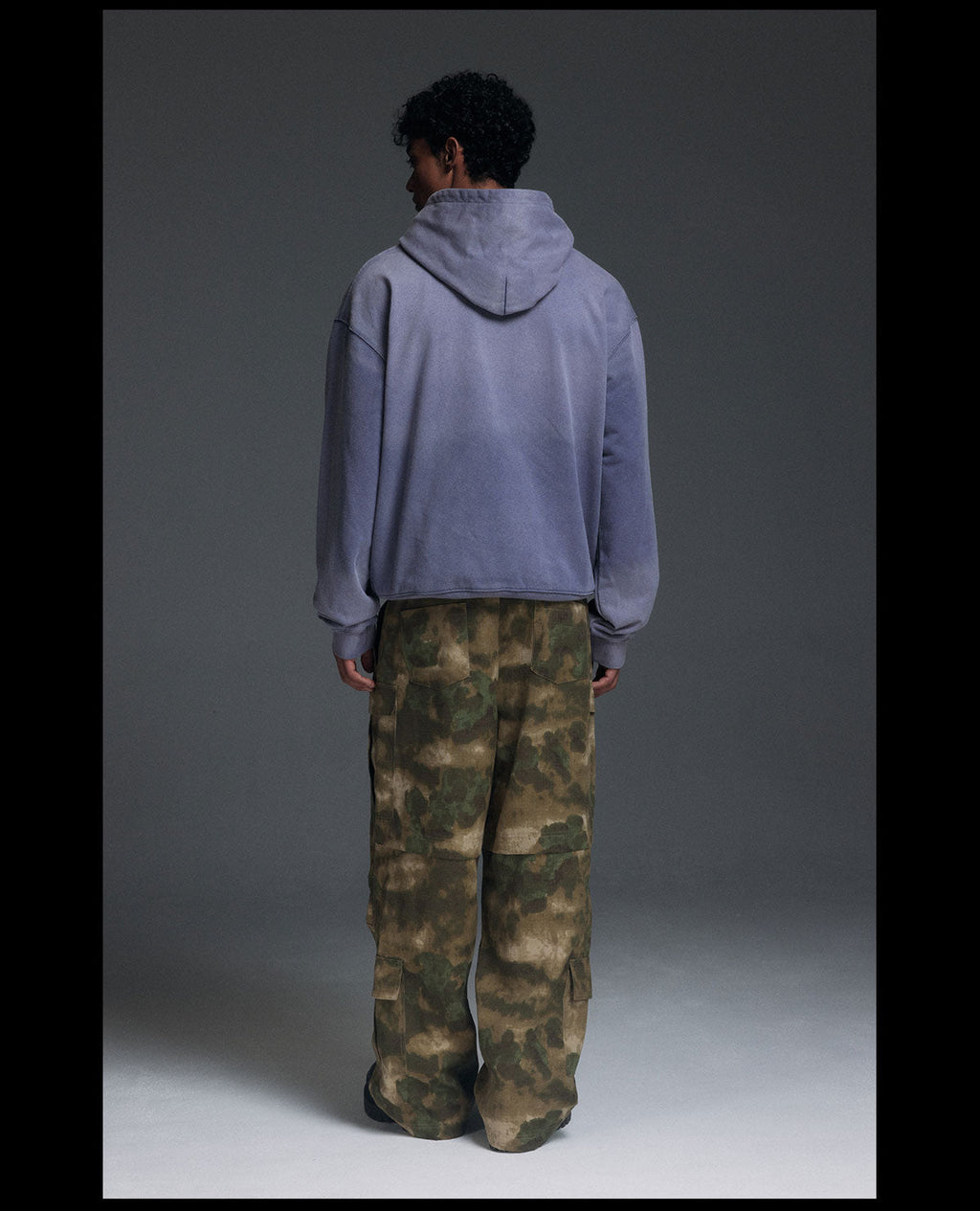 NOVACAM Washed Distressed Black Circle Hoodie