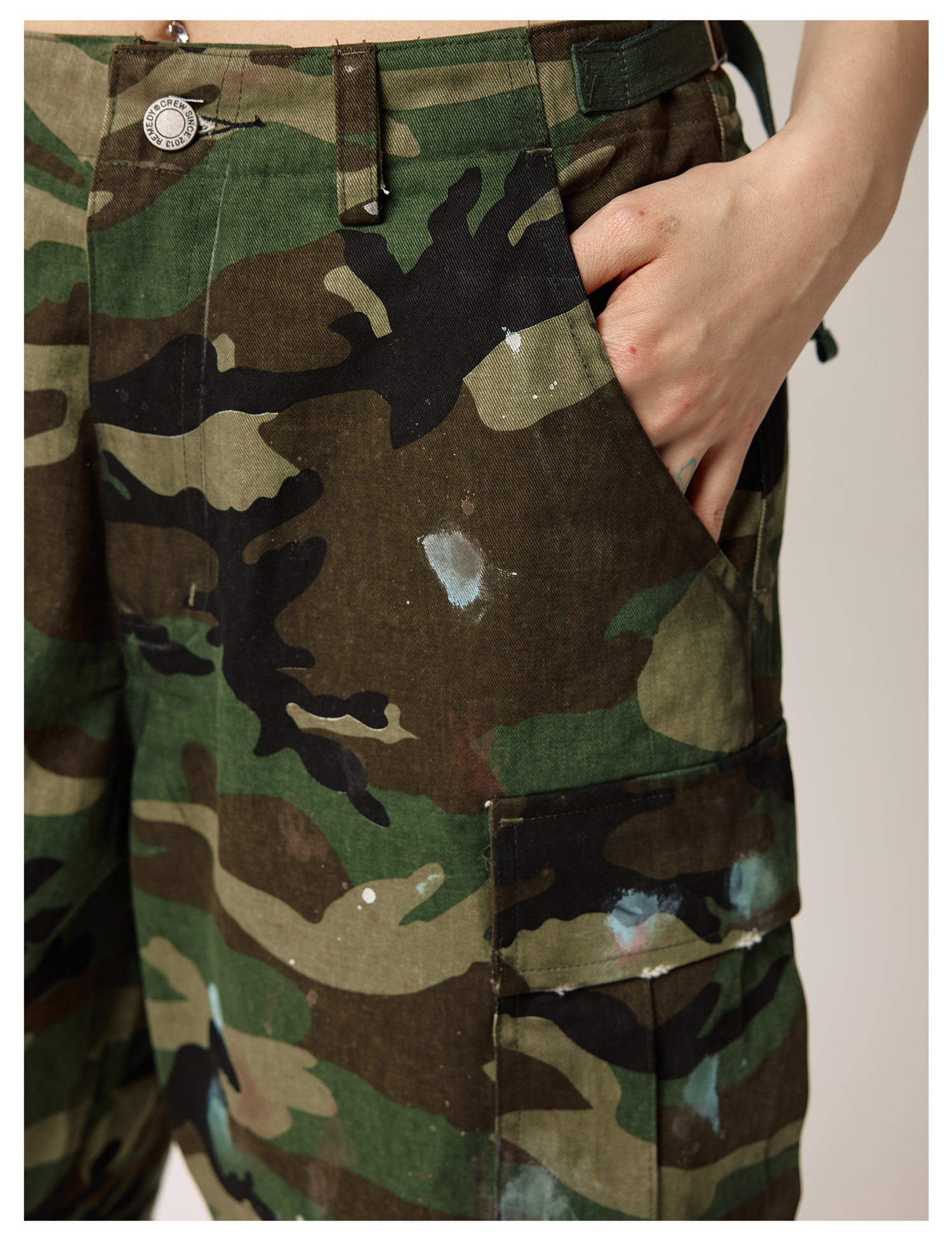 Remedy Paint Stained Camouflage Work Cargo Shorts