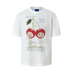 YADcrew Cherry Cat Print Bead and Rhinestone Tee