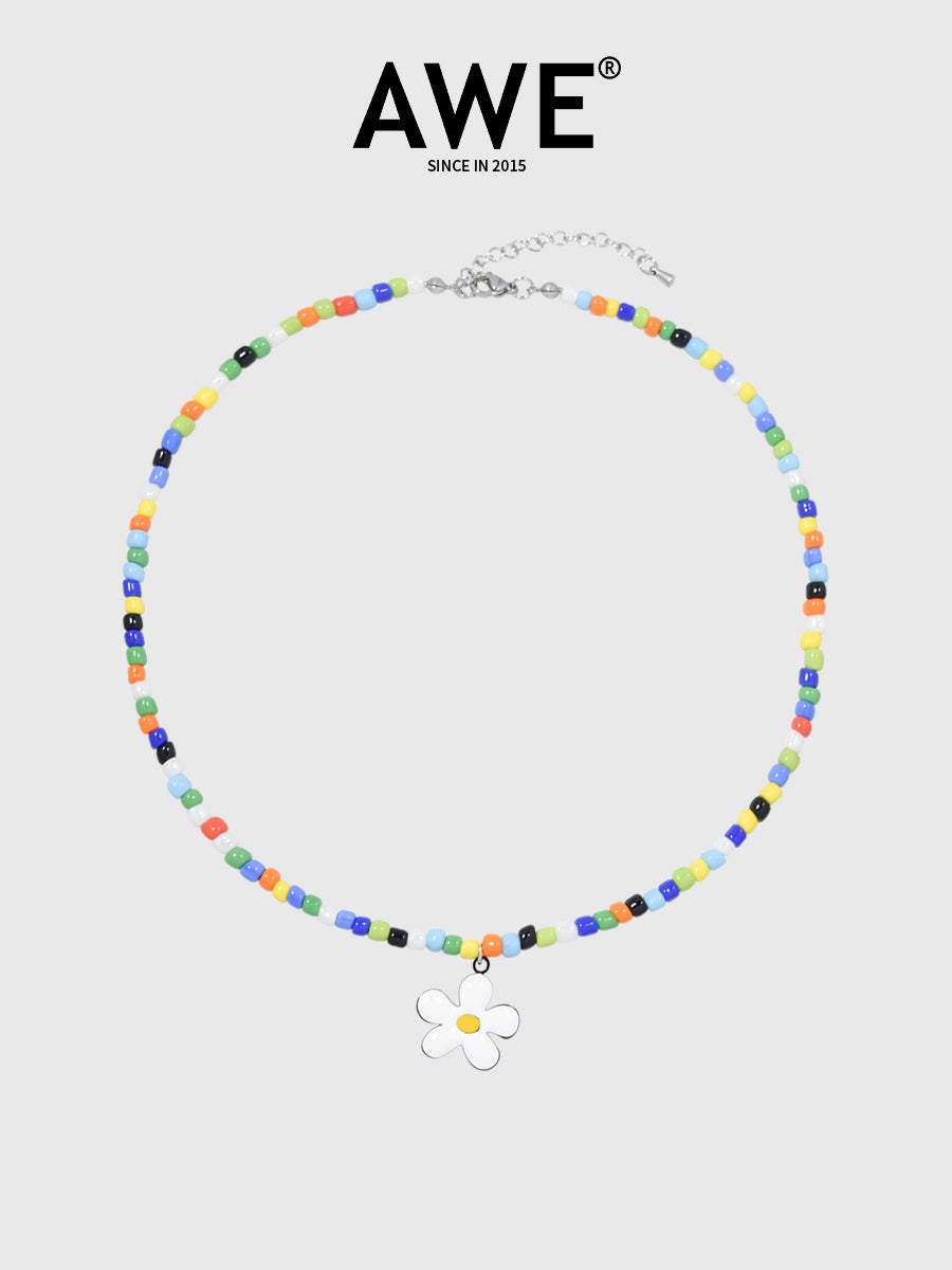 AWE Colorful Beaded Sunflower Necklace