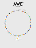 AWE Colorful Beaded Sunflower Necklace