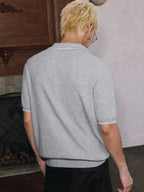 MEDM Rose Embroidered Waffle Knit Polo