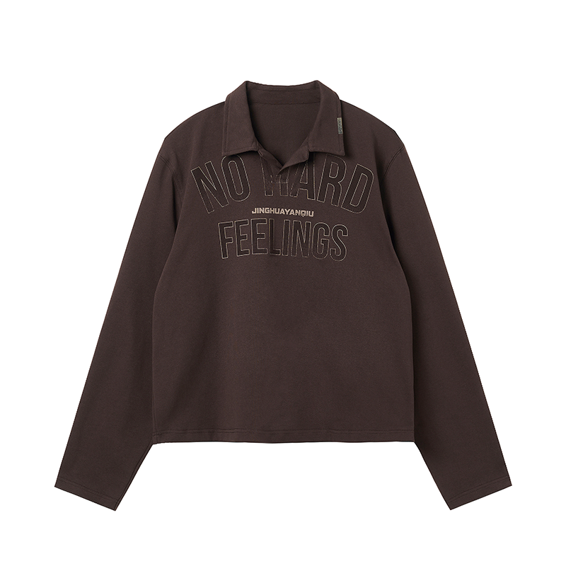 JHYQ Short Box Silhouette Letter Printing Long Sleeved Polo