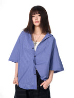 AFGK Plaid Leather Patch Short Sleeve Shirt