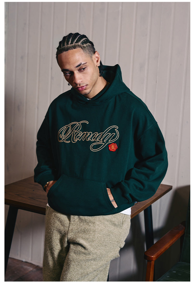 Remedy Metal Wax Seal 3D Logo Embroidered Hoodie