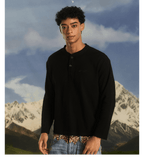 S45 Waffle Henley Neck Long Sleeve Tee