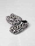 KARMANISTIC Rose White Leopard Fur Embroidered Slipper Clogs