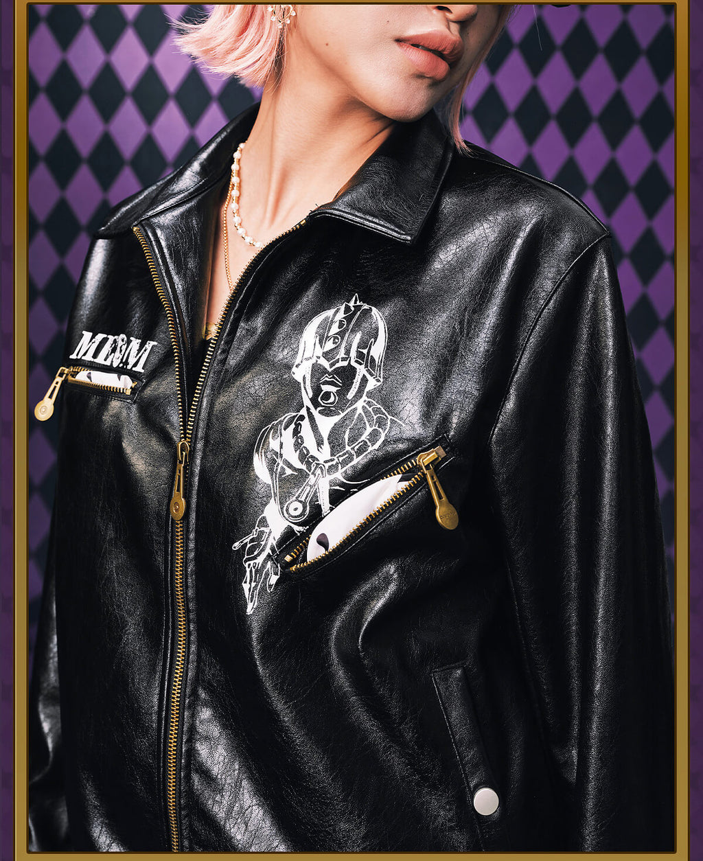 MEDM × JOJO PU Leather Biker Jacket