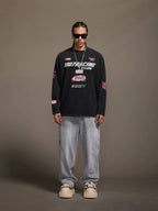 1807 Racing Vintage Printed Distressed Long Sleeve Tee