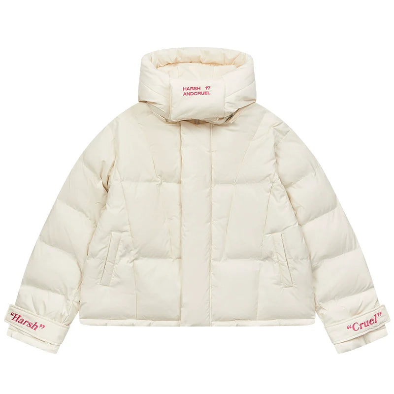 Harsh and Cruel Embroidered Logo Loose Sleeves Down Jacket