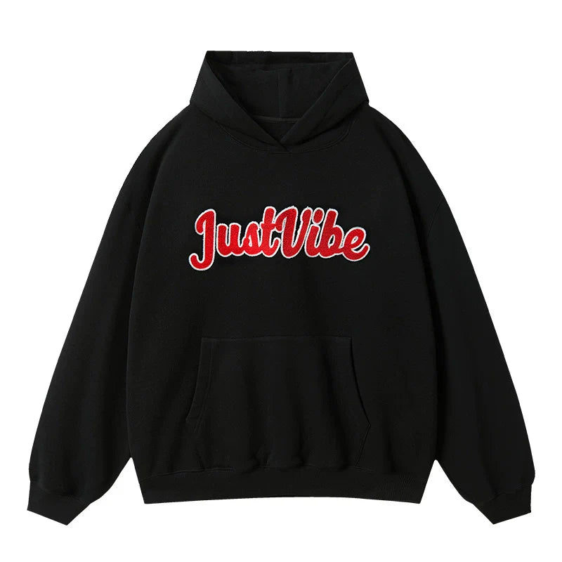 JUST VIBE Terry Embroidered Logo Hoodie