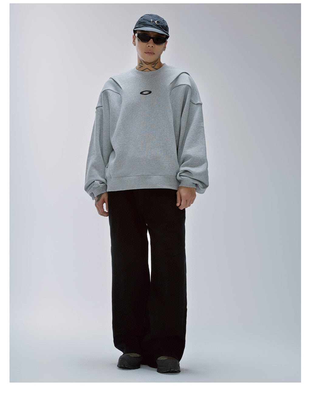 F2CE Pleated Splicing Embroidered Logo Sweatshirt