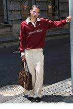 STEEPC Contrast Lapel Polo Knit Sweater