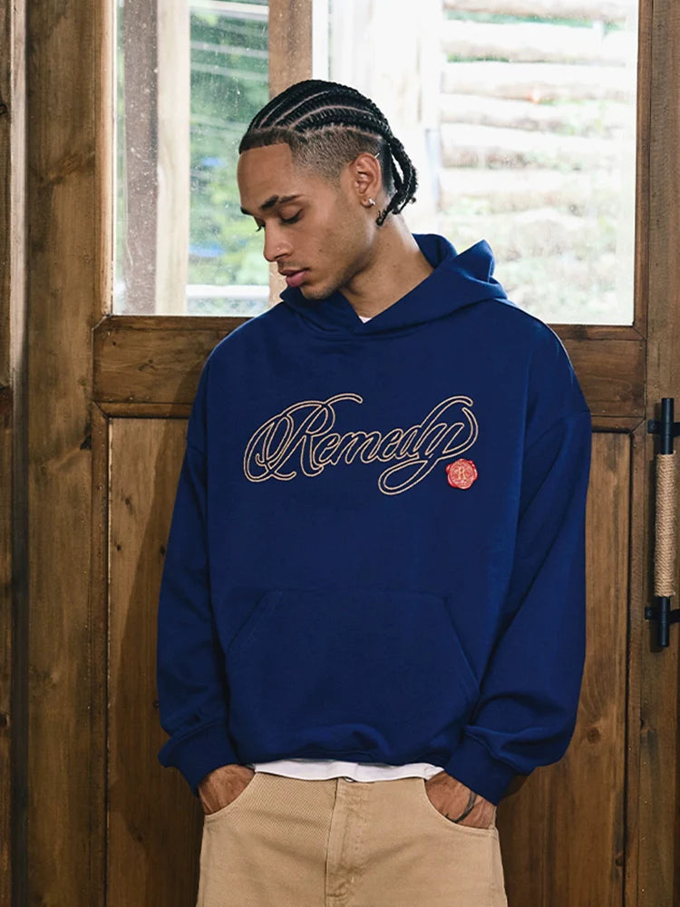 Remedy Metal Wax Seal 3D Logo Embroidered Hoodie