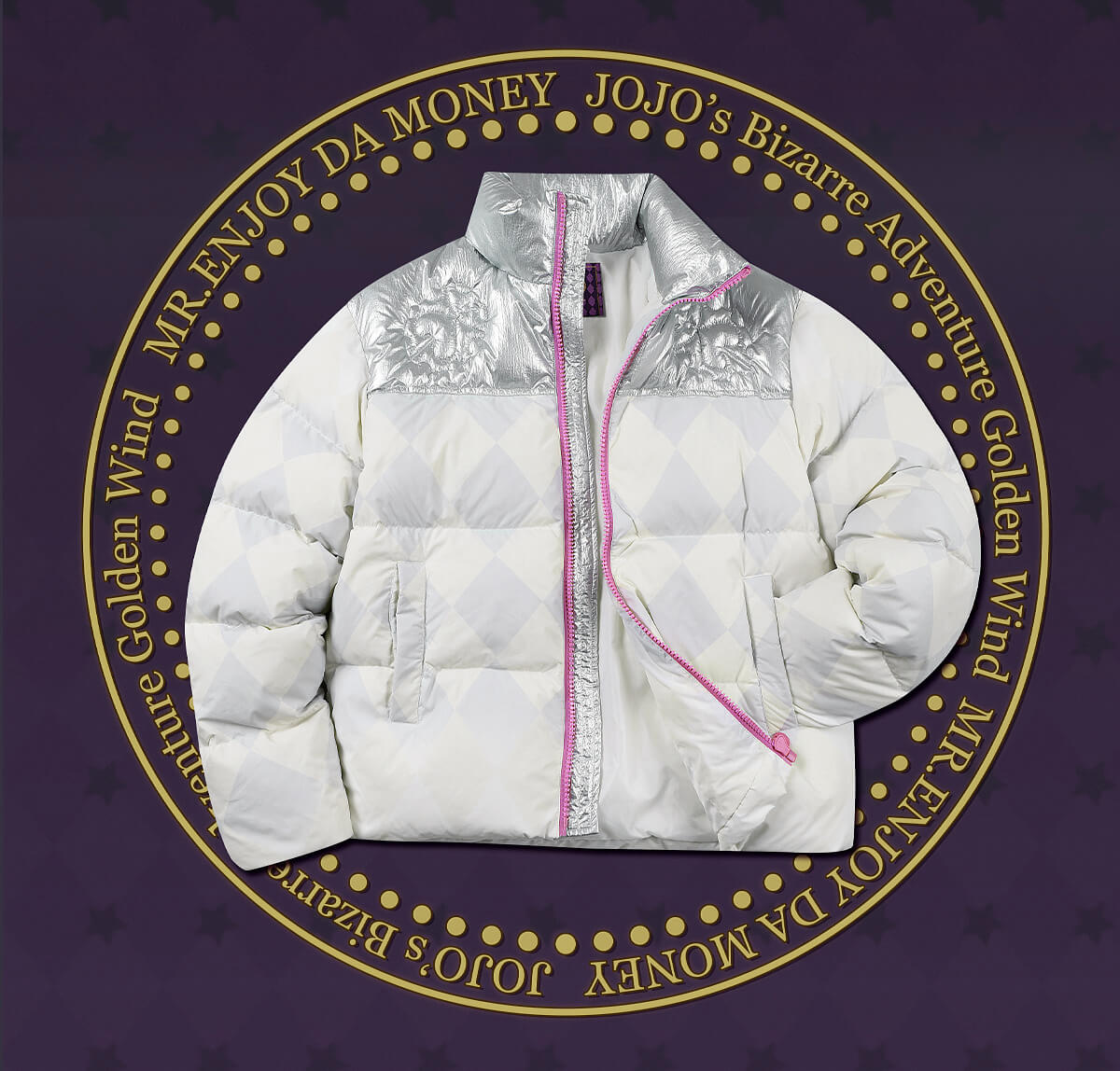 MEDM × JOJO Color Block Diamond Plaid Down Jacket
