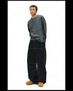 NOVACAM Yellow Stitch Baggy Jeans