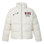 MEDM Leopard Patch PU Leather Puffer Jacket