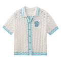 Small Town Kid Ethnic Logo Patch Crochet Knit Hawaiian Shirt