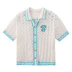 Small Town Kid Ethnic Logo Patch Crochet Knit Hawaiian Shirt