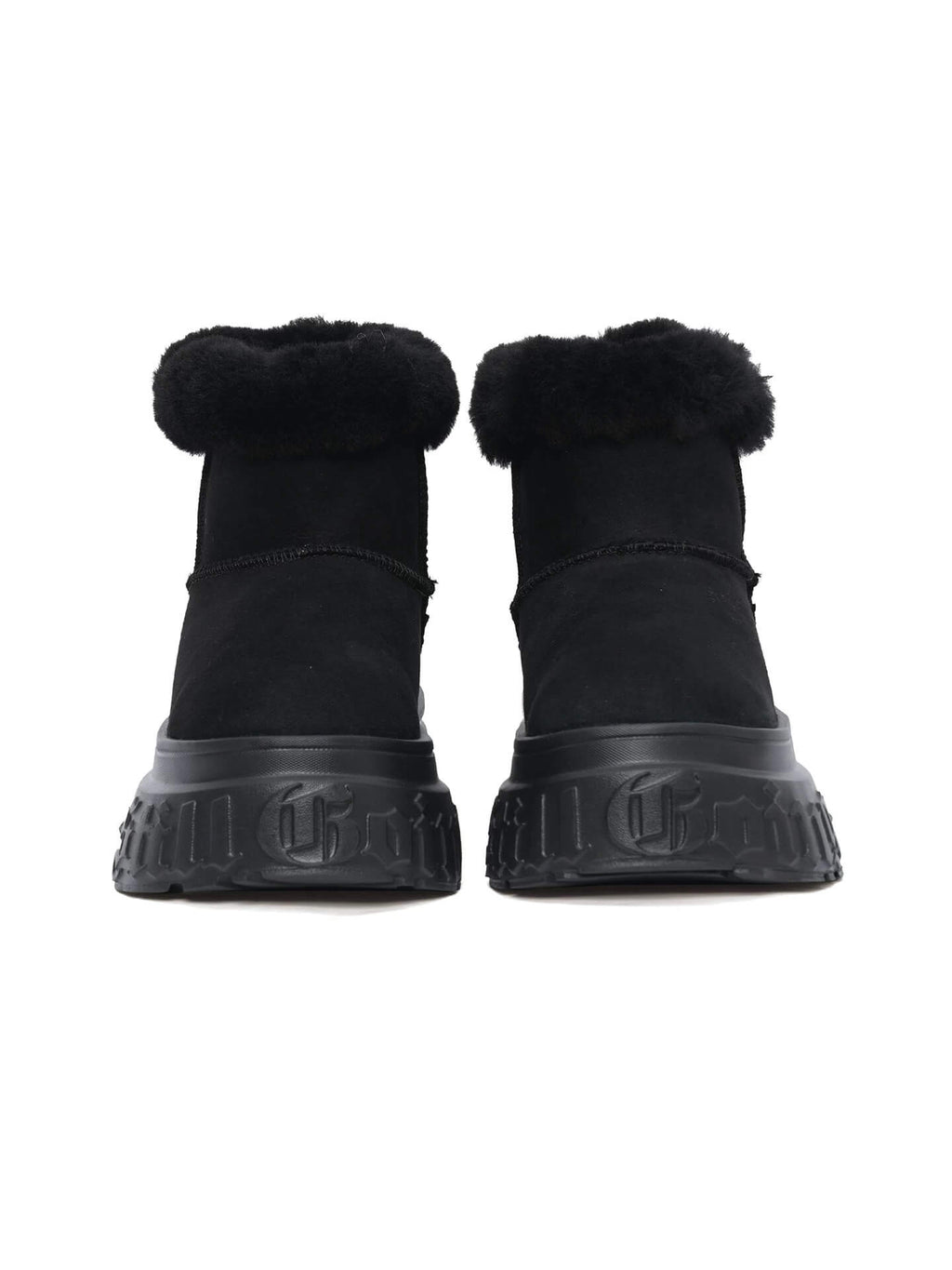 1807 INF-010 Gothic Black Chunky Platform Shearling Boots