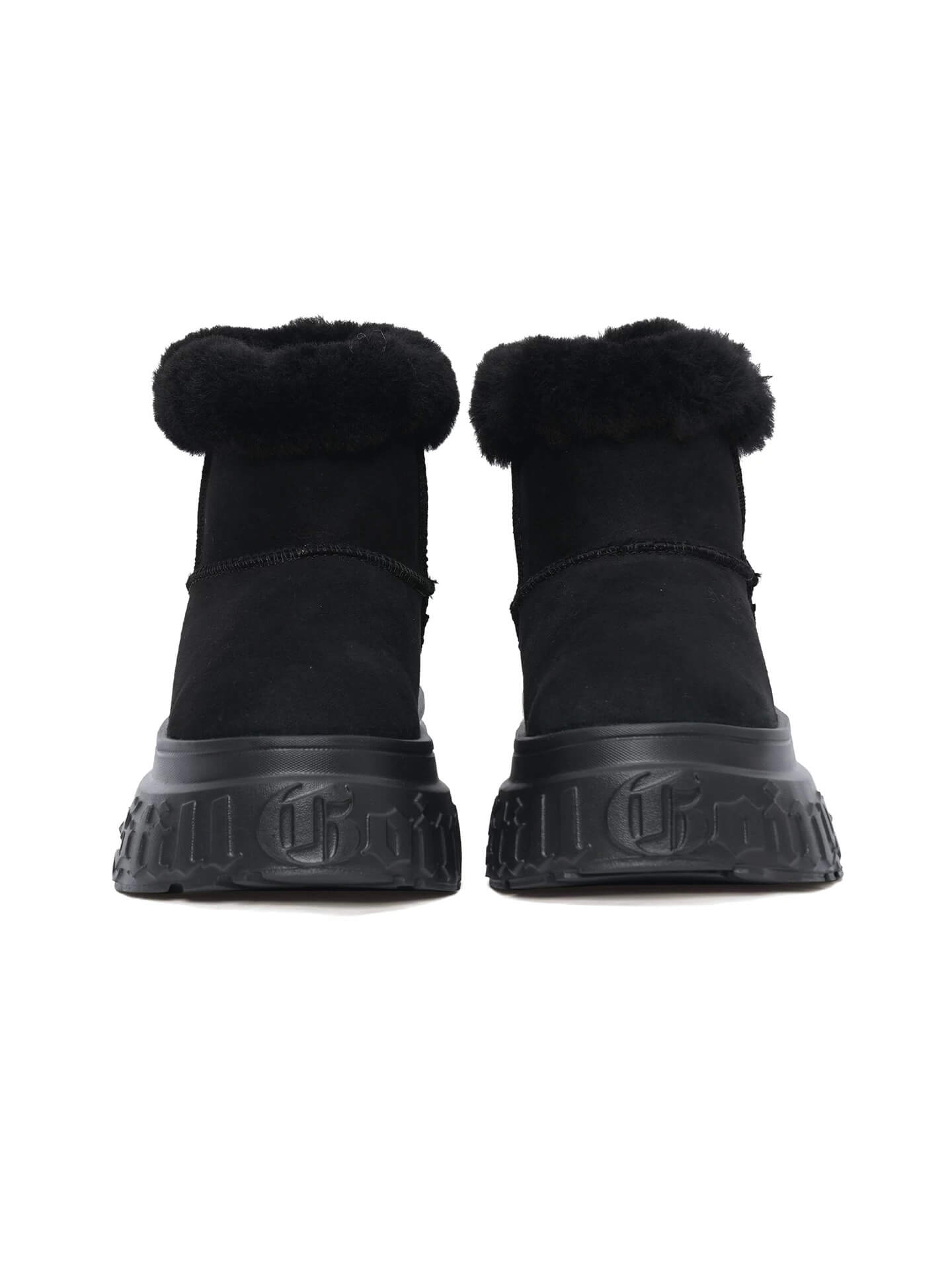 1807 INF-010 Gothic Black Chunky Platform Shearling Boots