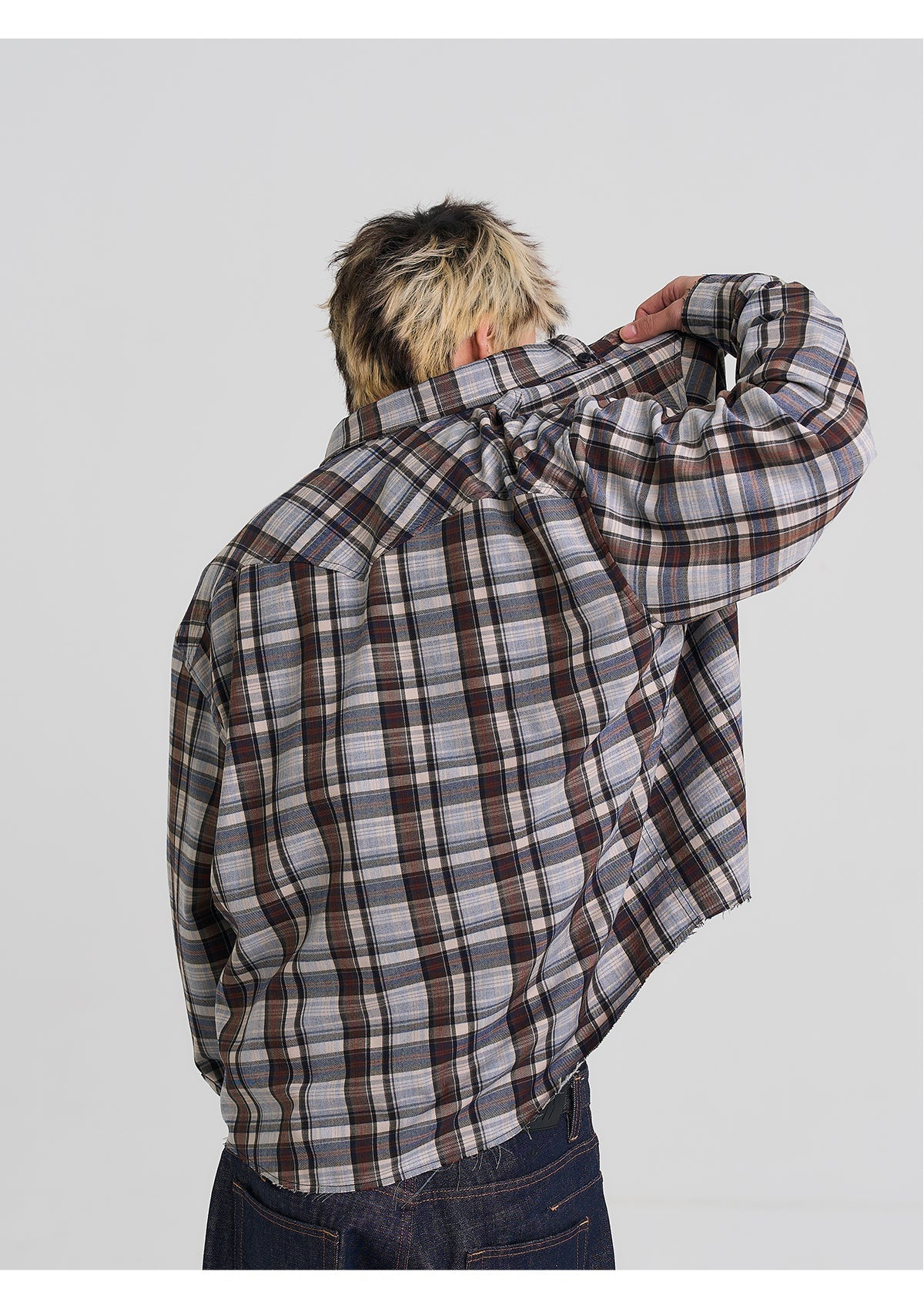 EVILKNIGHT(EK) Plaid Long Sleeve Western Shirt