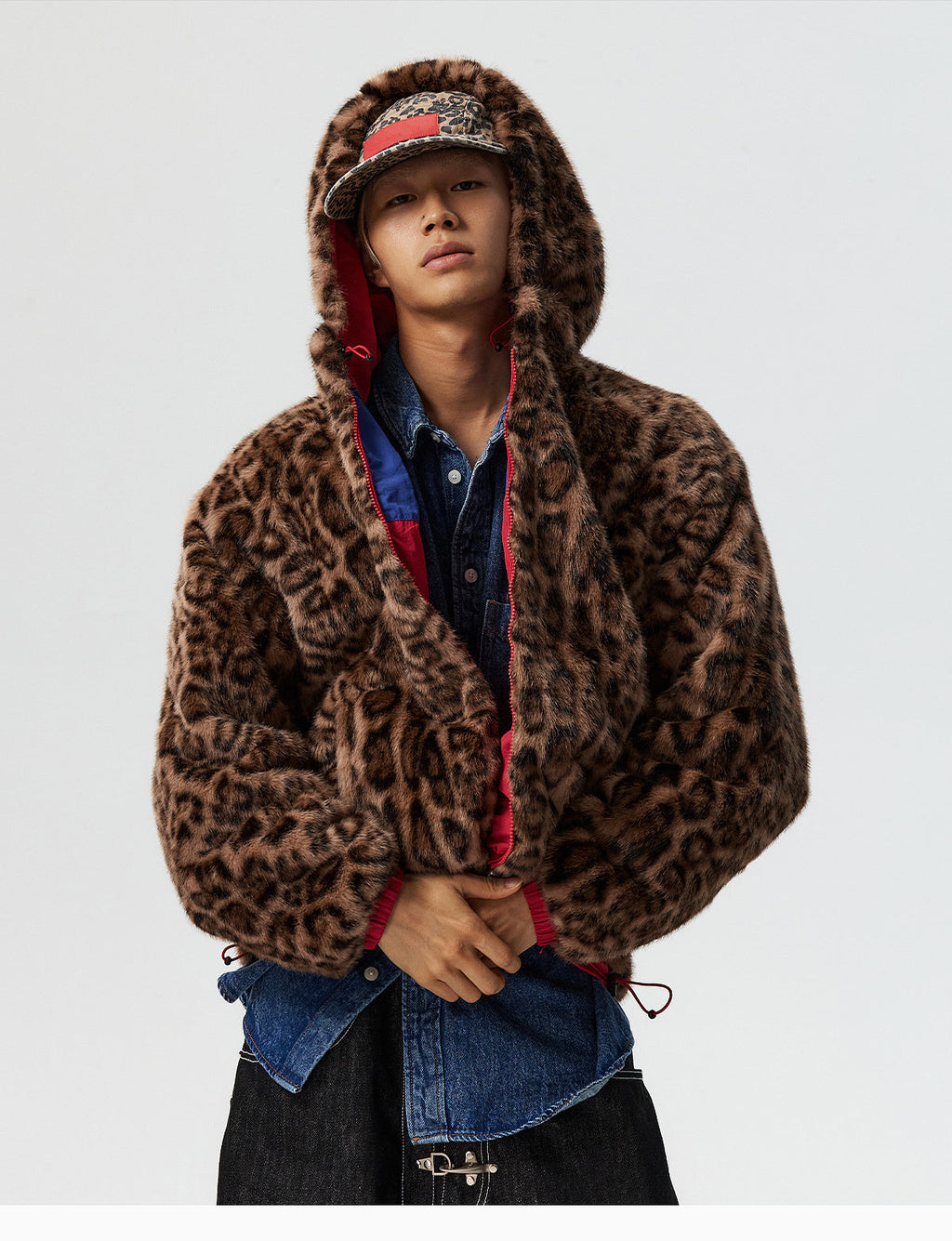 MEDM Reversible Leopard Fur Hooded Track Jacket