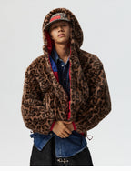 MEDM Reversible Leopard Fur Hooded Track Jacket