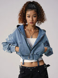 Remedy Backpack Design Washed Denim Short Jacket