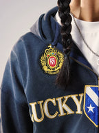 Remedy Washed Patch Embroidered Zip Up Hoodie