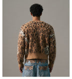 S45 Pearl Studded Leopard Knit Cardigan