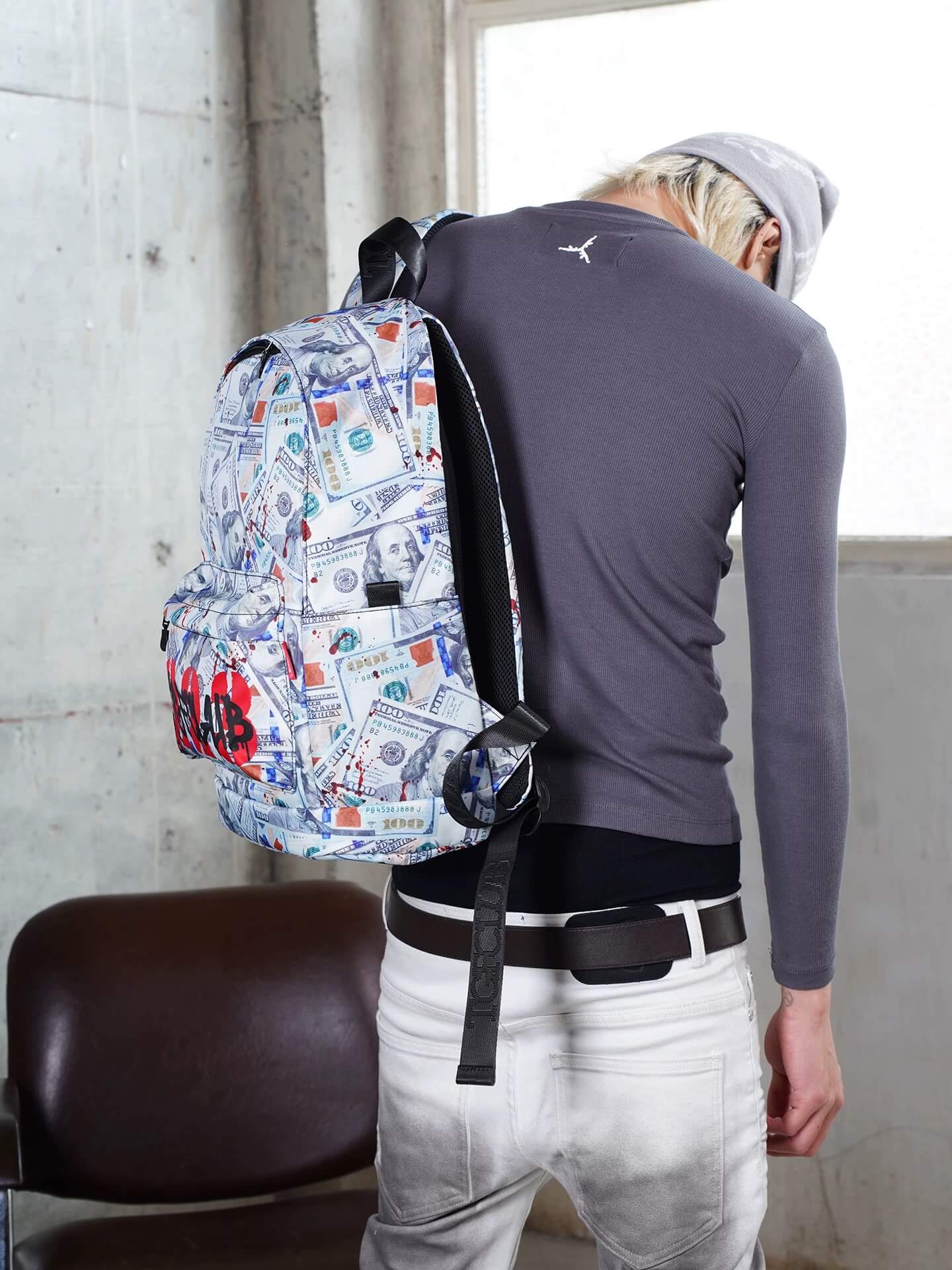 TGFCLUB Graffiti Dollar Bill All Over Printed Backpack