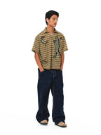 EVILKNIGHT(EK) Striped Graffiti Print Polo