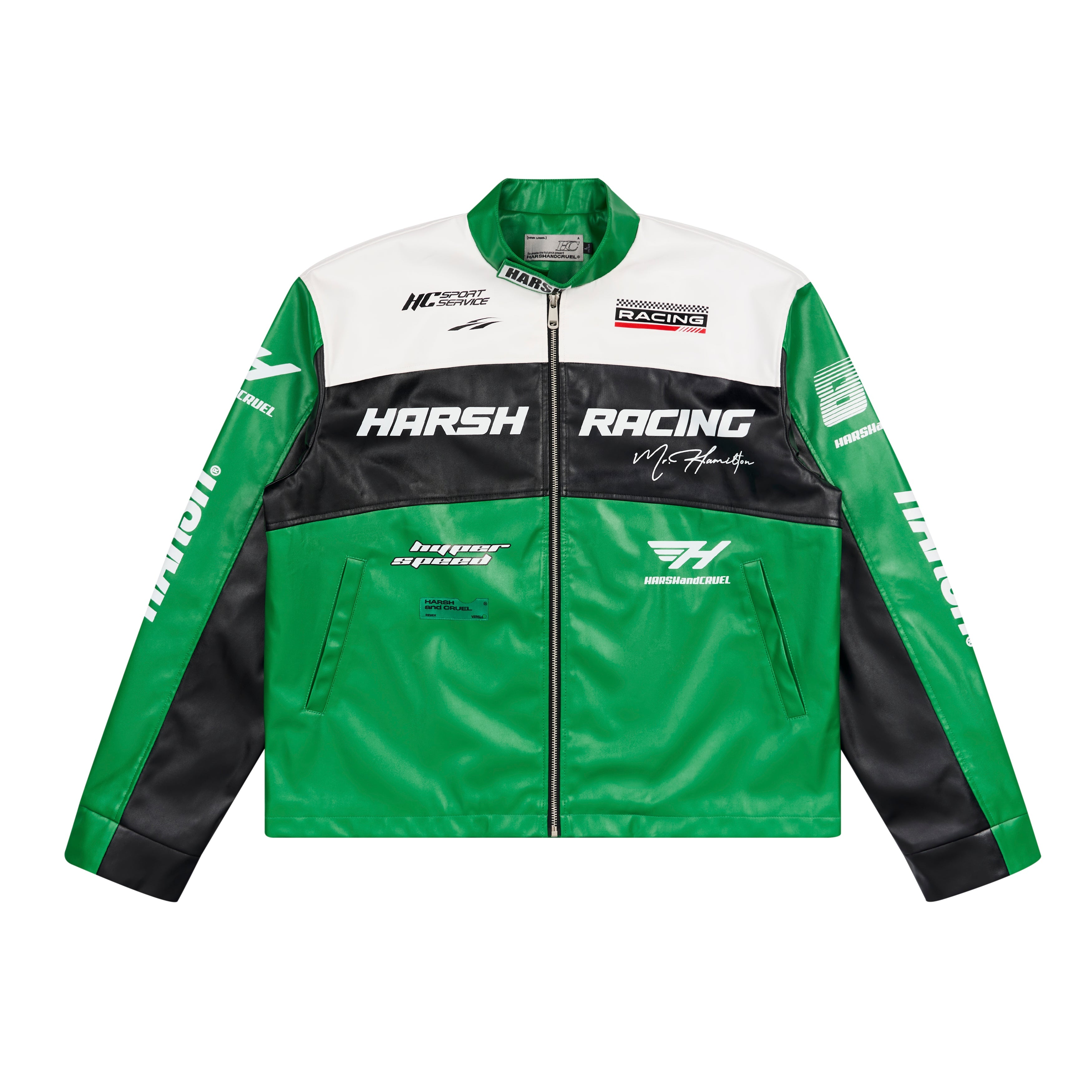 Harsh and Cruel Colorful Lapel F1 Racing Suit Faux Leather Jacket