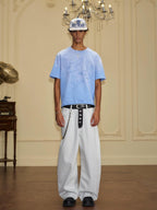 YADcrew Herringbone Waist Contrast Baggy Jeans