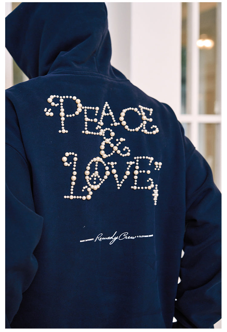 Remedy PEACE LOVE Pearl Embroidered Hoodie