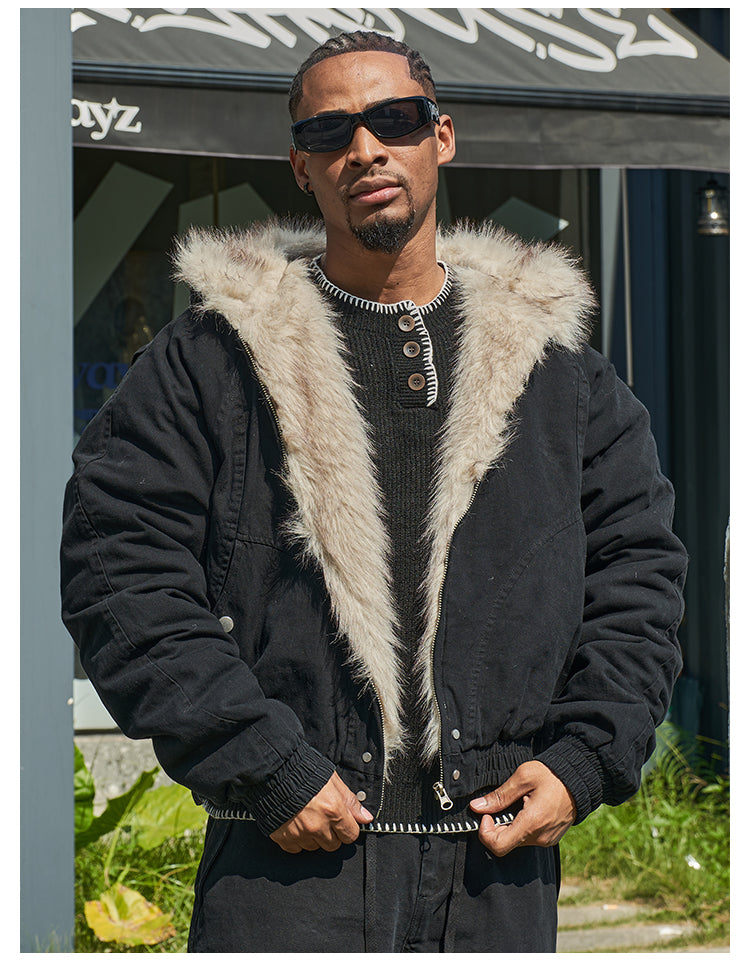 F3F Select Fur Quilted Lining Hoodie Jacket