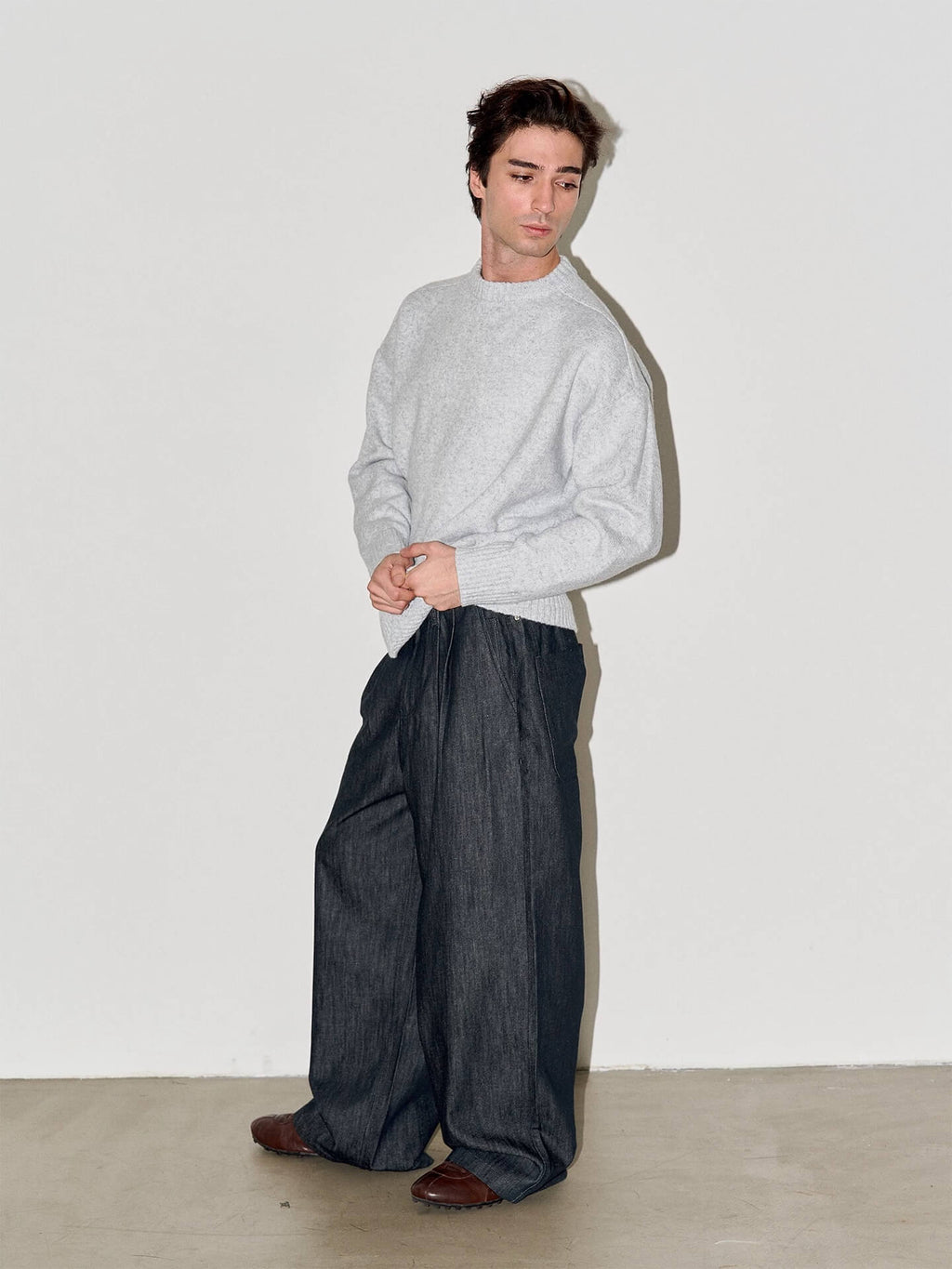LIBERAFIT Raw Denim Pleated Dress Baggy Jeans