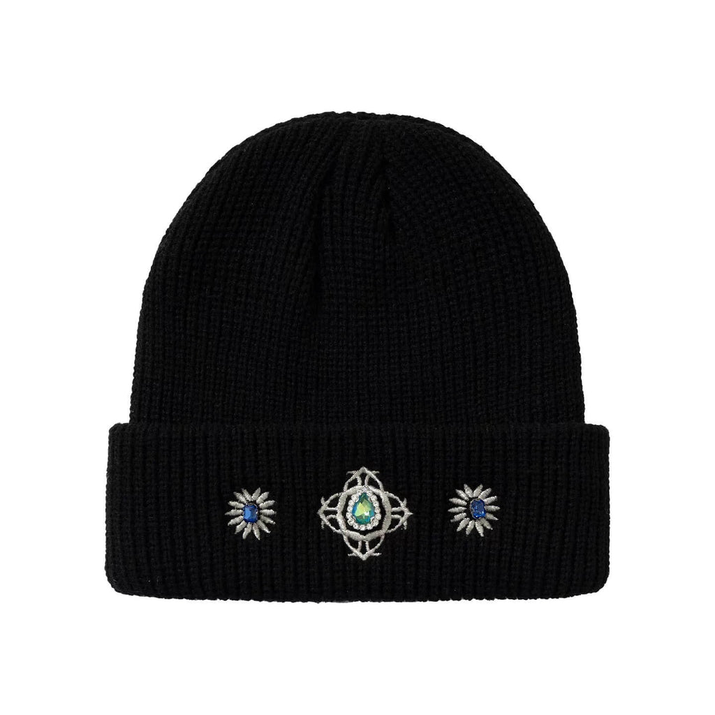YADcrew Gemstone Embellished Knit Beanie