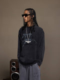 1807 Pegasus Embroidered Patch Distressed Long Sleeve Tee