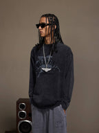 1807 Pegasus Embroidered Patch Distressed Long Sleeve Tee
