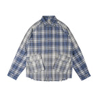 Labt Washed Flannel Plaid Long Sleeve Pocket Shirt