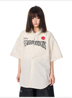 AFGK Striped Logo Print Short Sleeve Shirt