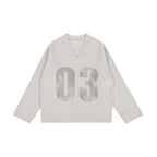 LIBERAFIT V Neck Ribbed Knit Long Sleeve Sweater