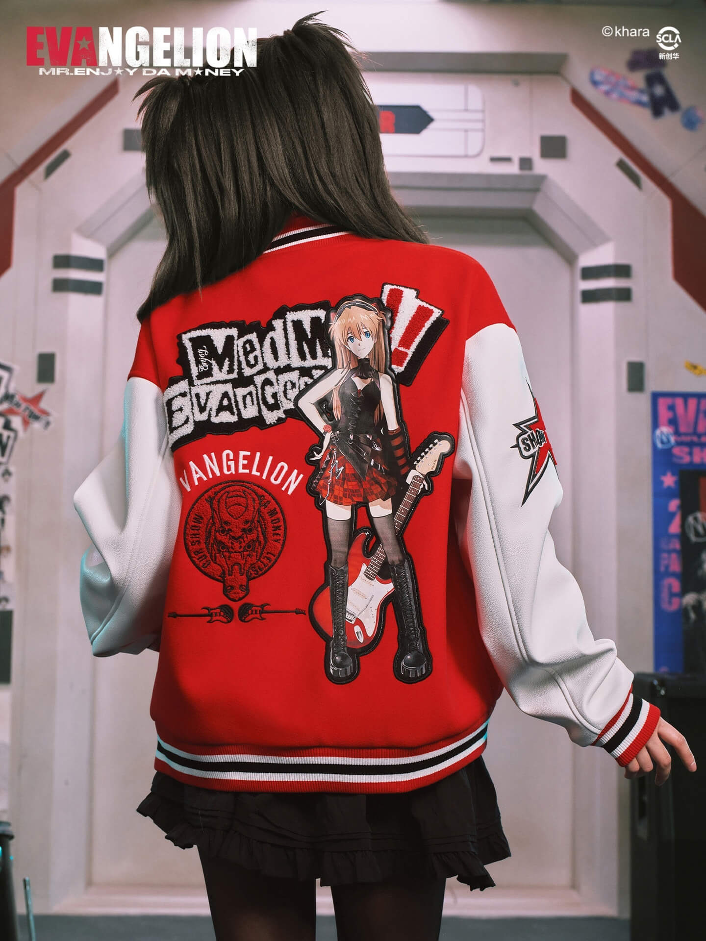 MEDM x EVA NEVER END Character Patch Detachable Velcro Patch Varsity Jacket