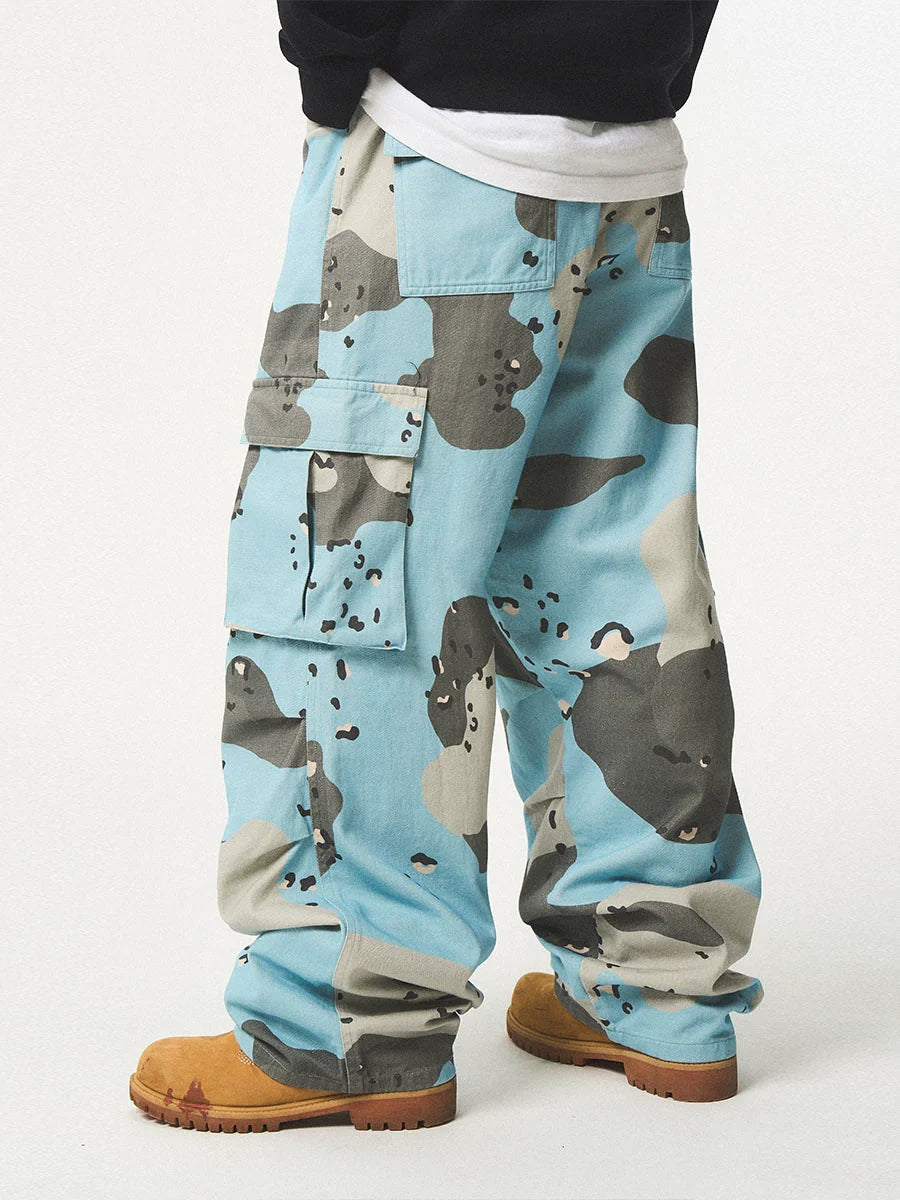 EMPTY REFERENCE Blue Camouflage Work Cargo Pants