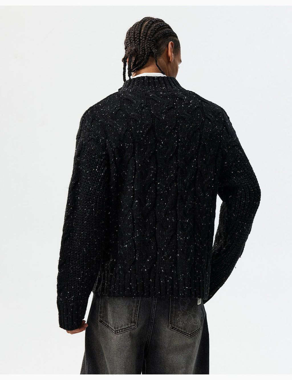 MEDM Speckled Cable Knit Cardigan