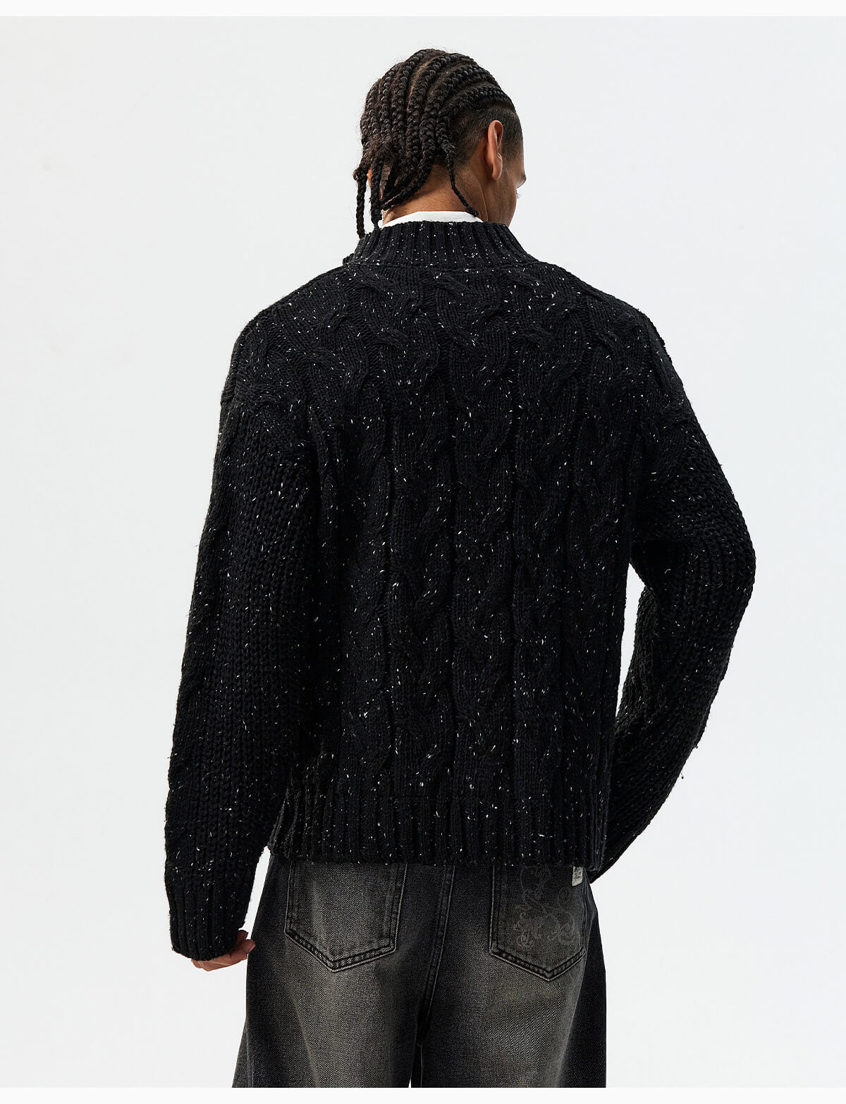 MEDM Speckled Cable Knit Cardigan
