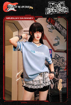 MEDM x EVA NEVER END Character Sketch Print Name Embroidered V Neck Tee